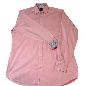 Tailorbyrd Collection Mens Large Coral Pink 100% Cotton Button Down Shirt Large